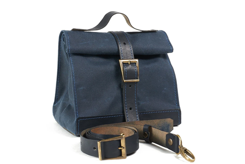 Best Leather Lunch Bag for Your Needs Canvas leather lunch bag in navy blue